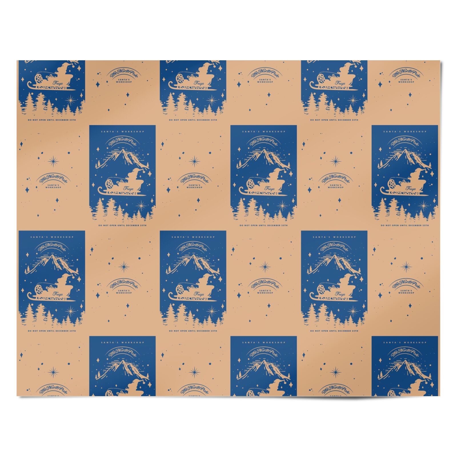 Blue Santas Sleigh Personalised Personalised Wrapping Paper Alternative