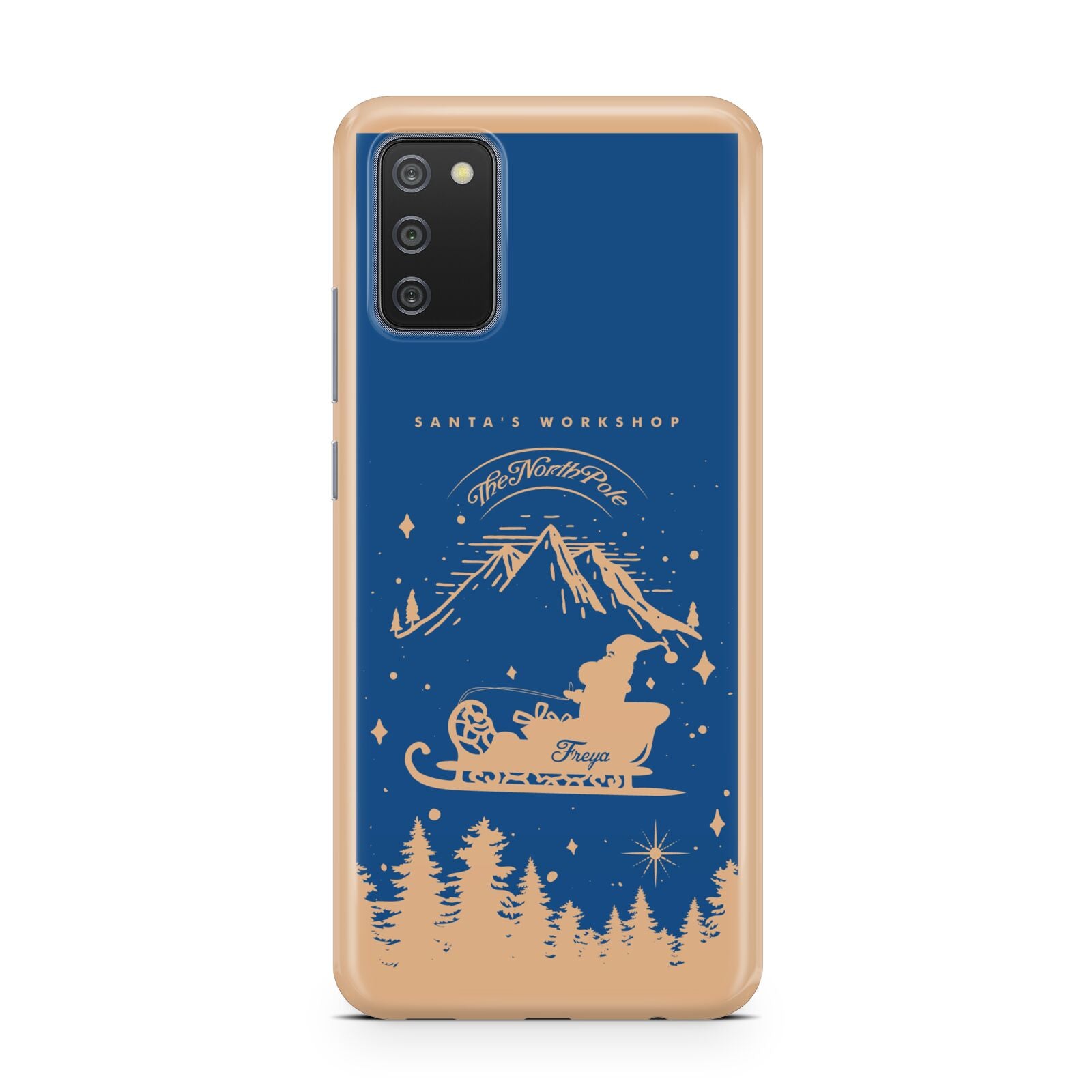 Blue Santas Sleigh Personalised Samsung A02s Case