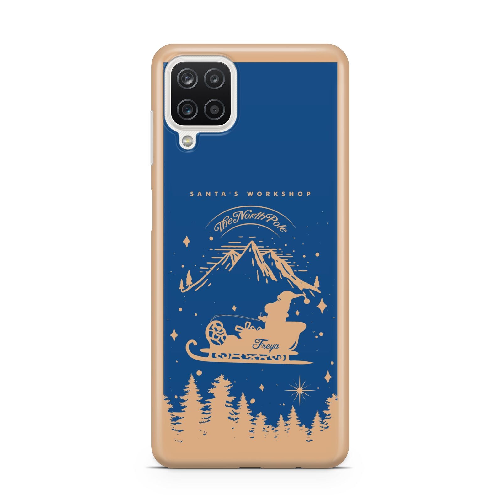 Blue Santas Sleigh Personalised Samsung A12 Case