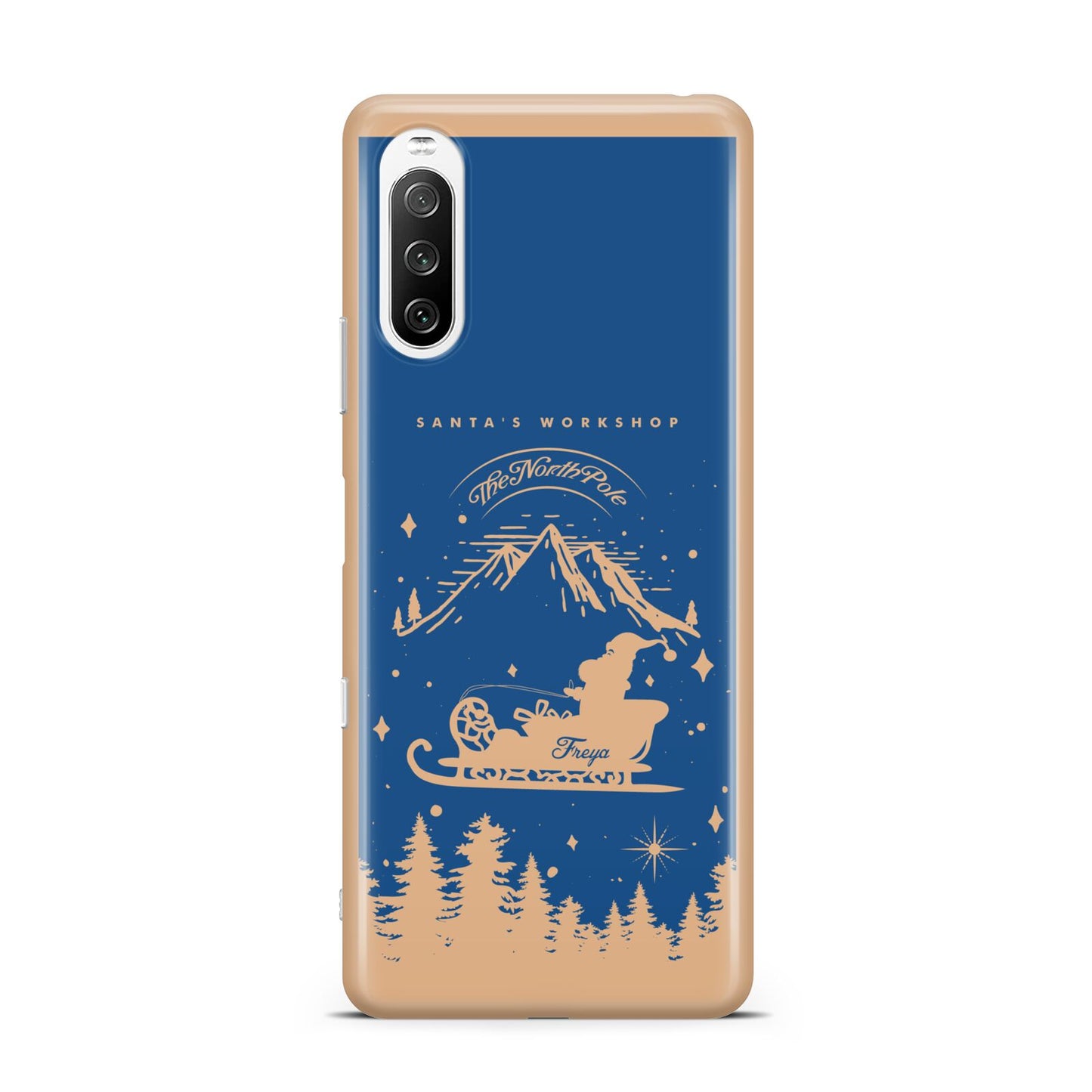 Blue Santas Sleigh Personalised Sony Xperia 10 III Case