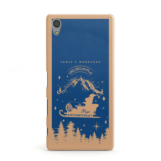 Blue Santas Sleigh Personalised Sony Xperia Case