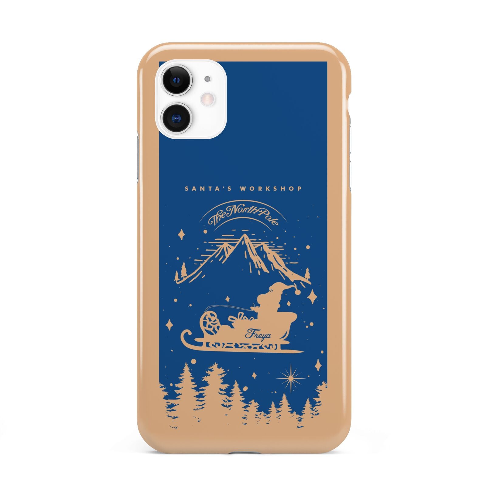 Blue Santas Sleigh Personalised iPhone 11 3D Tough Case