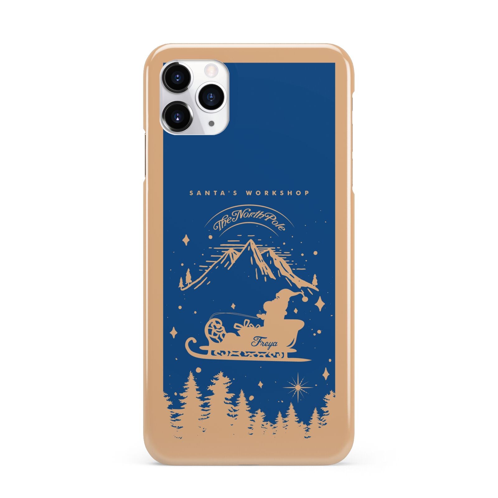 Blue Santas Sleigh Personalised iPhone 11 Pro Max 3D Snap Case