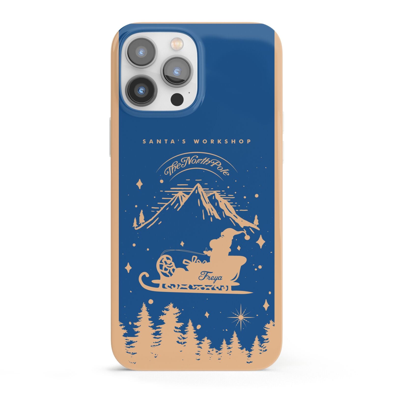 Blue Santas Sleigh Personalised iPhone 13 Pro Max Full Wrap 3D Snap Case