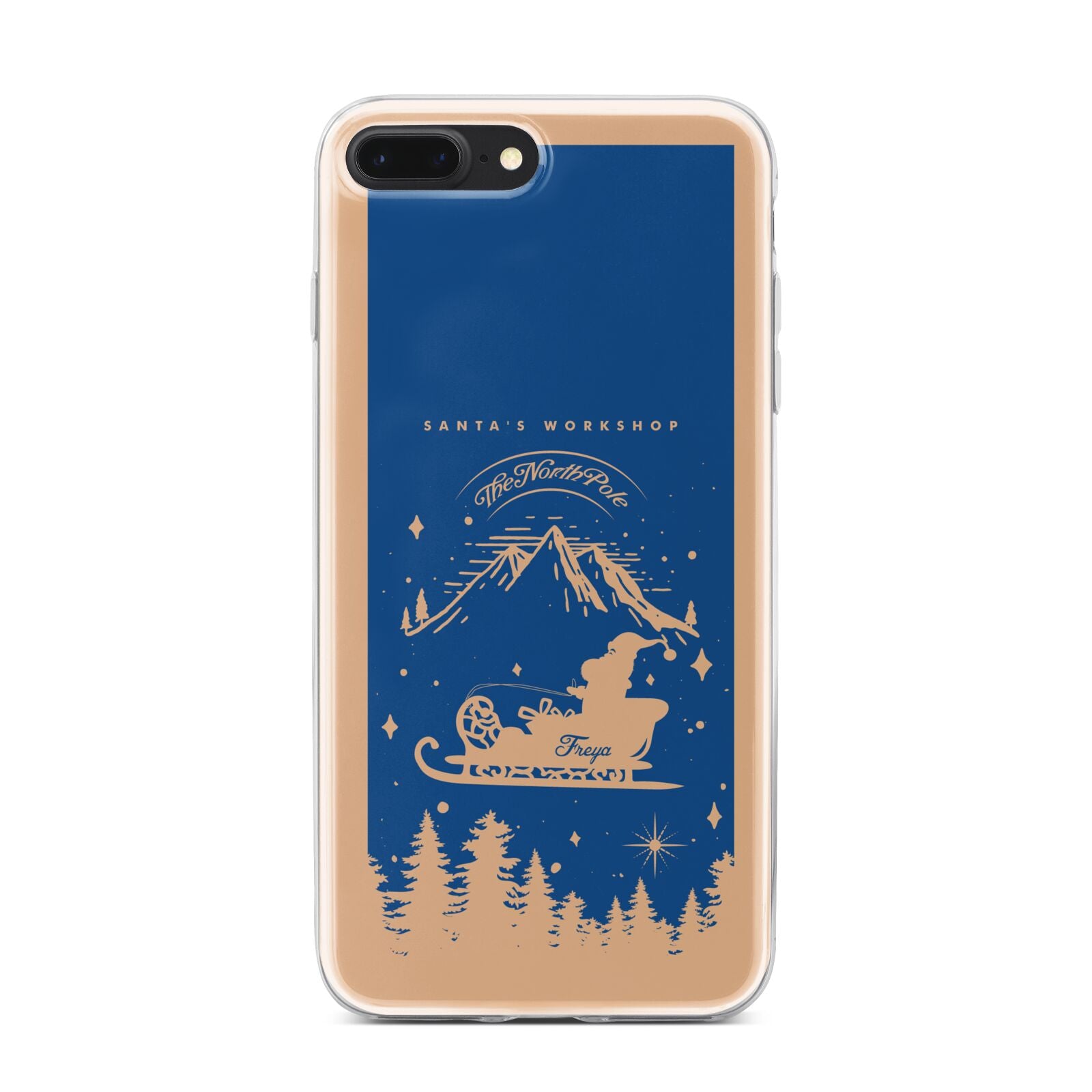 Blue Santas Sleigh Personalised iPhone 7 Plus Bumper Case on Black iPhone