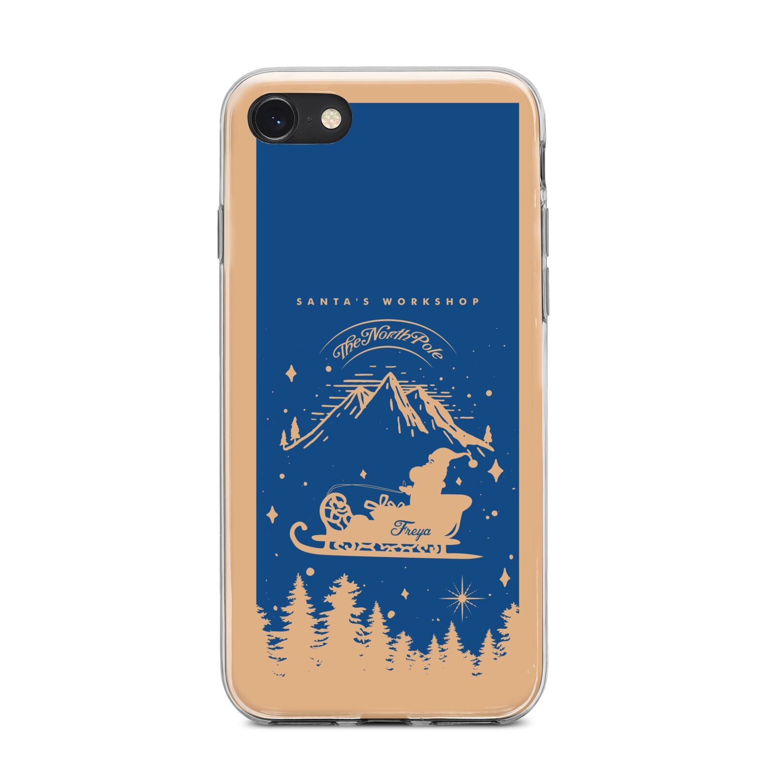 Blue Santas Sleigh Personalised iPhone 8 Bumper Case on Black iPhone