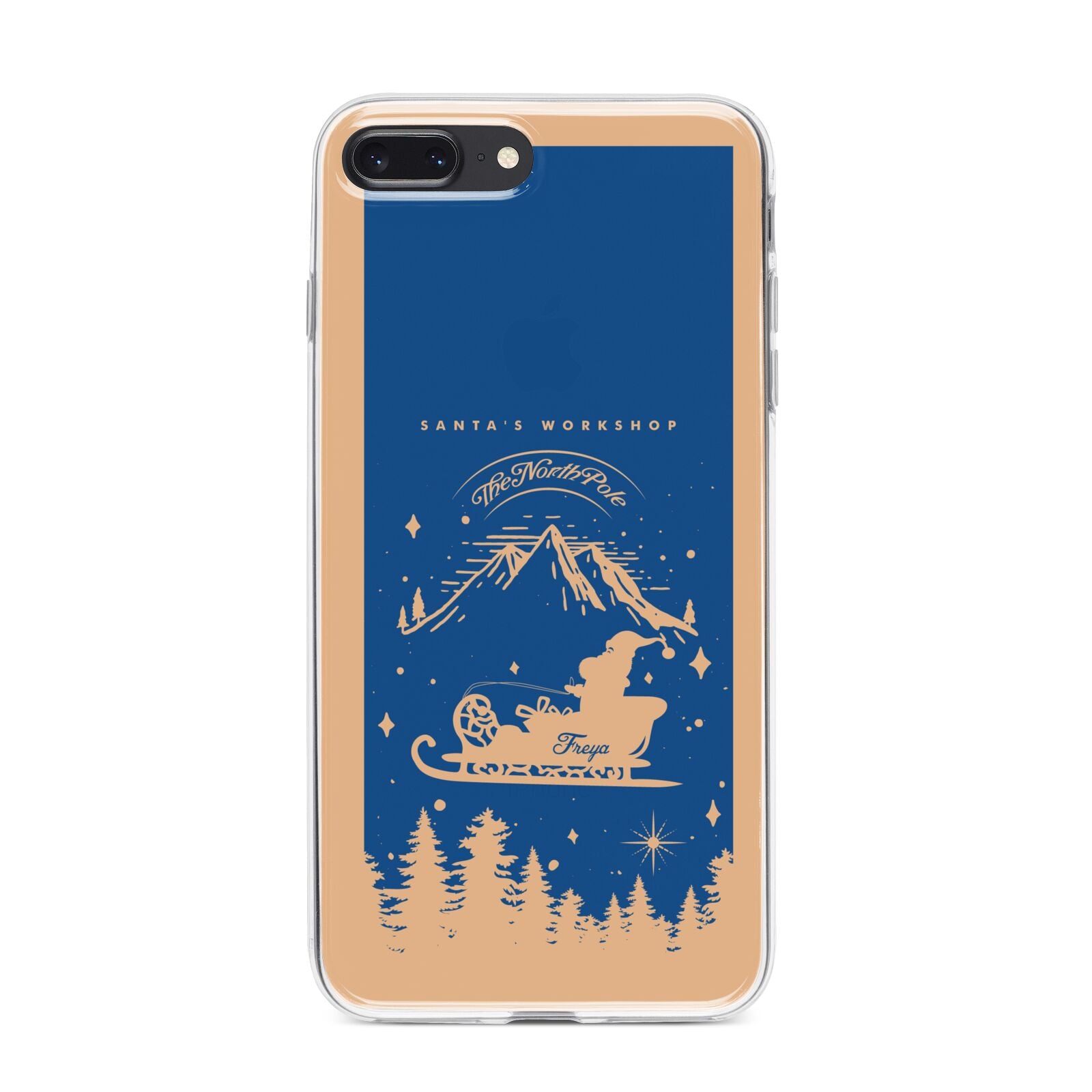 Blue Santas Sleigh Personalised iPhone 8 Plus Bumper Case on Black iPhone