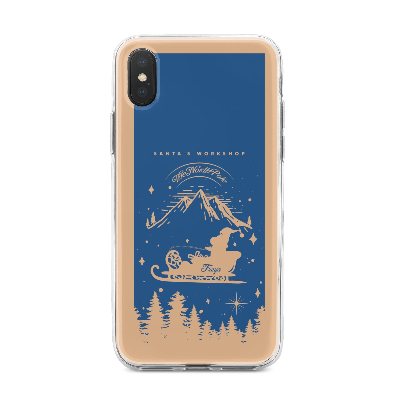 Blue Santas Sleigh Personalised iPhone X Bumper Case on Black iPhone Alternative Image 1