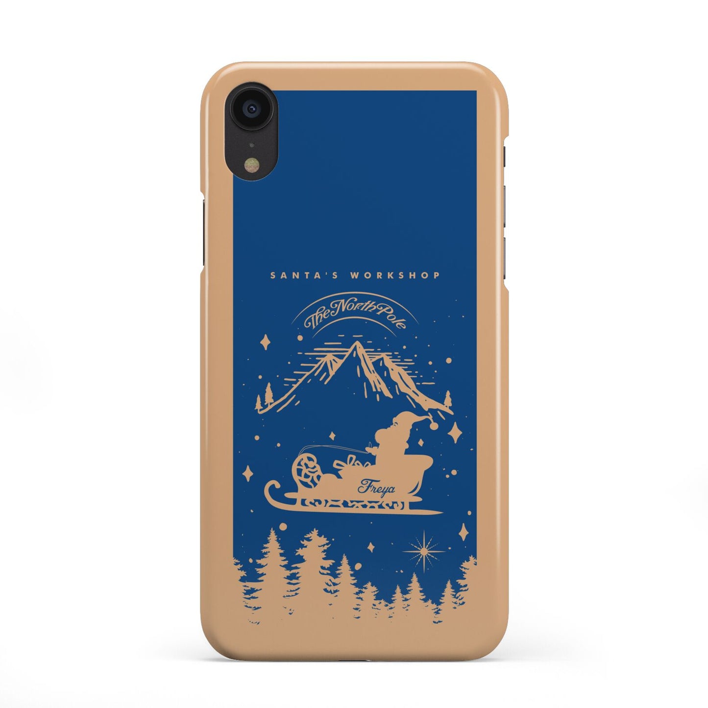 Blue Santas Sleigh Personalised iPhone XR 2D Snap Case on Black Phone