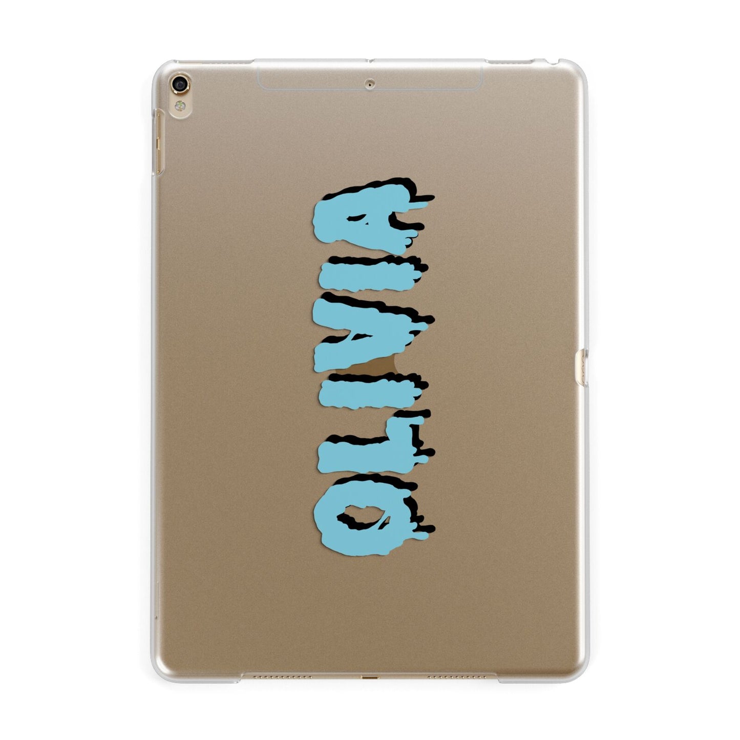 Blue Slime Text Apple iPad Gold Case