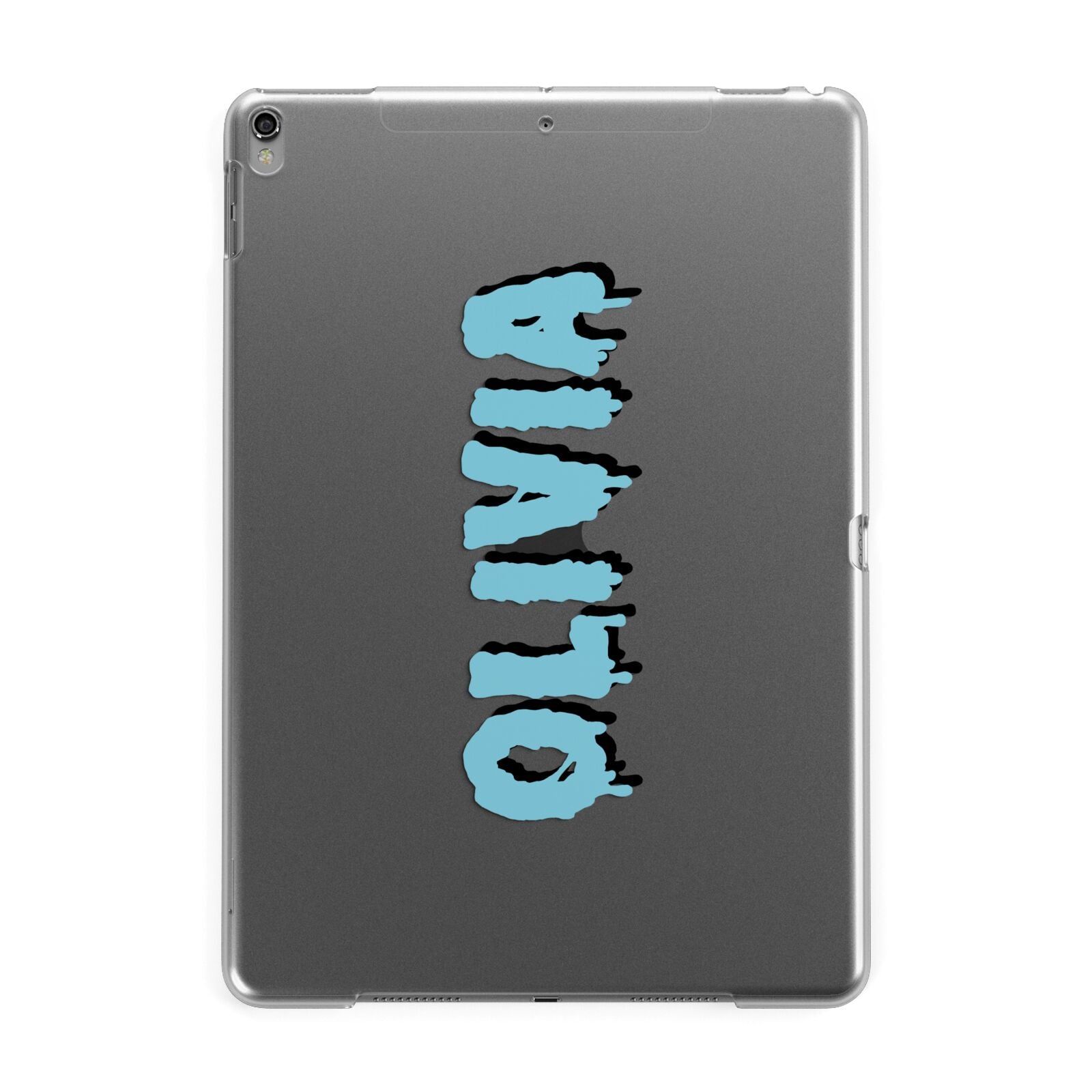 Blue Slime Text Apple iPad Grey Case