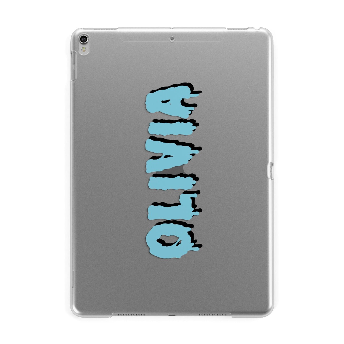 Blue Slime Text Apple iPad Silver Case