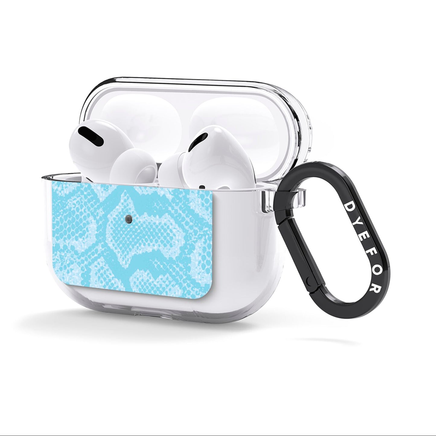 Blue Snakeskin AirPods Clear Case 3rd Gen Side Image