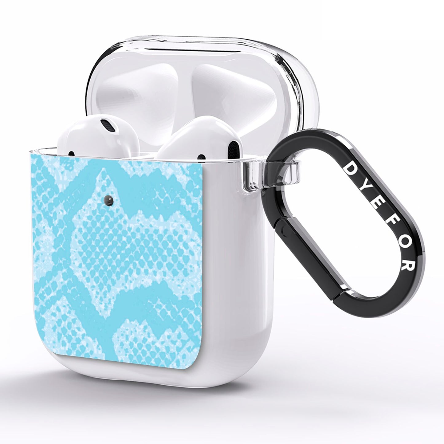 Blue Snakeskin AirPods Clear Case Side Image