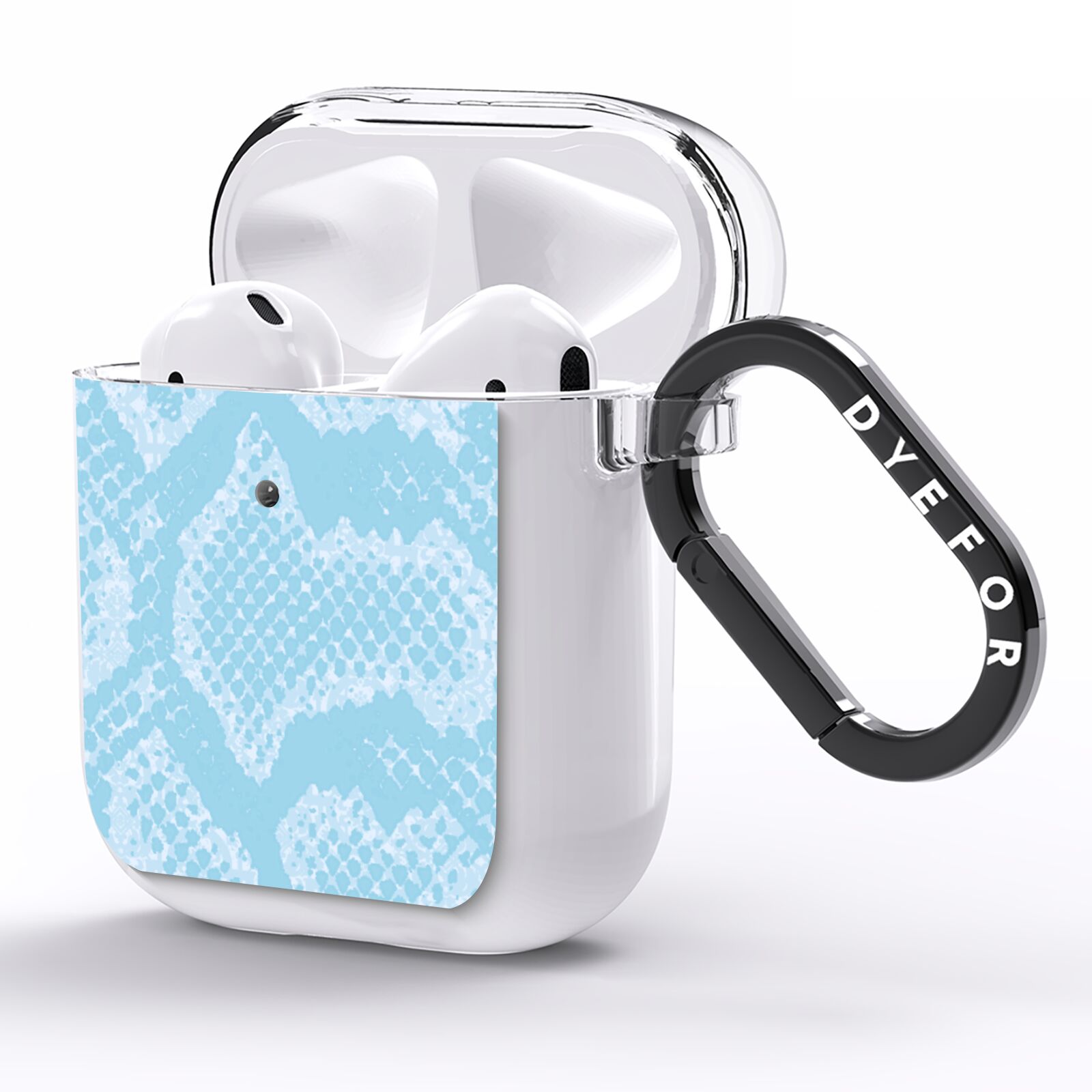 Blue Snakeskin AirPods Clear Case Side Image