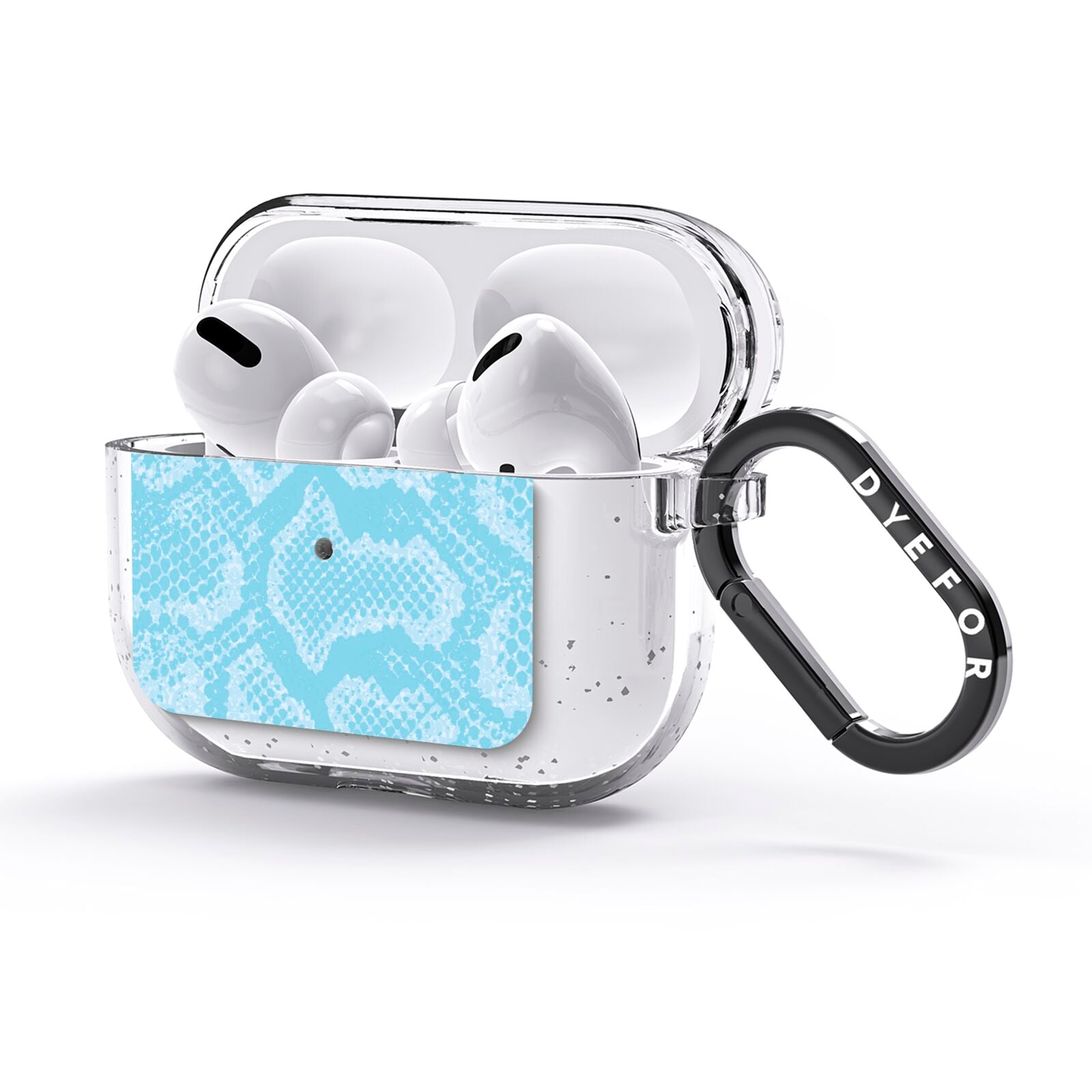 Blue Snakeskin AirPods Glitter Case 3rd Gen Side Image