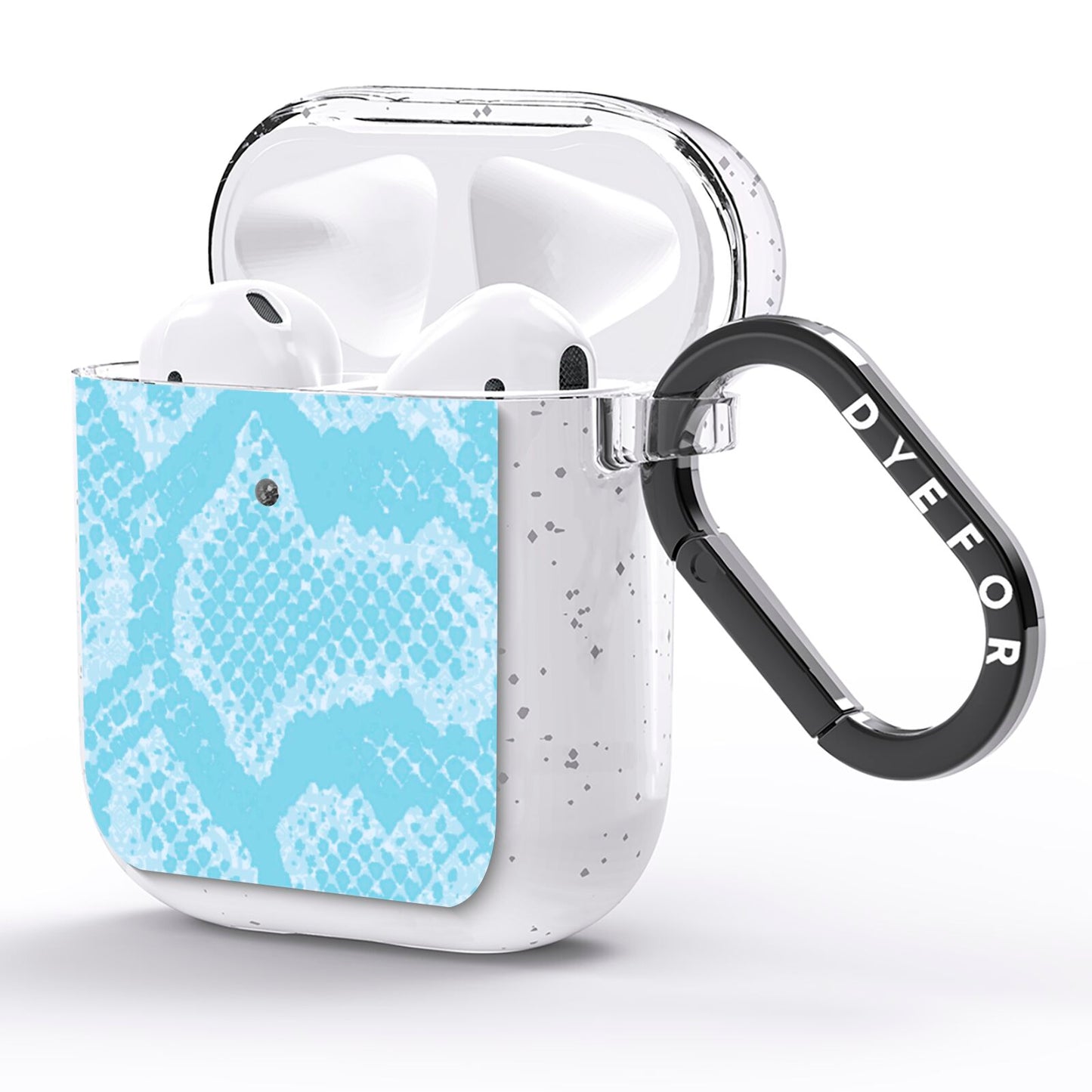 Blue Snakeskin AirPods Glitter Case Side Image