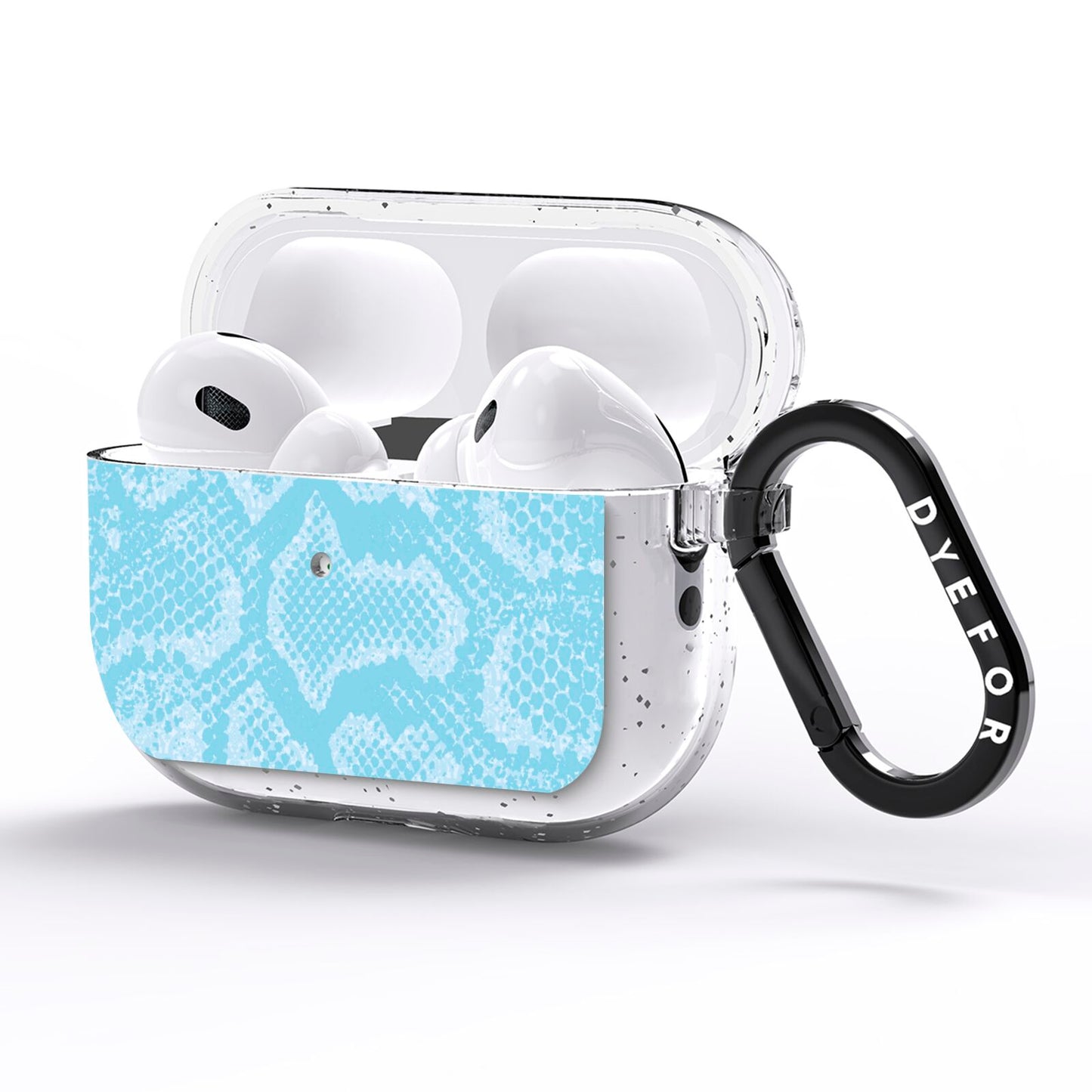 Blue Snakeskin AirPods Pro Glitter Case Side Image