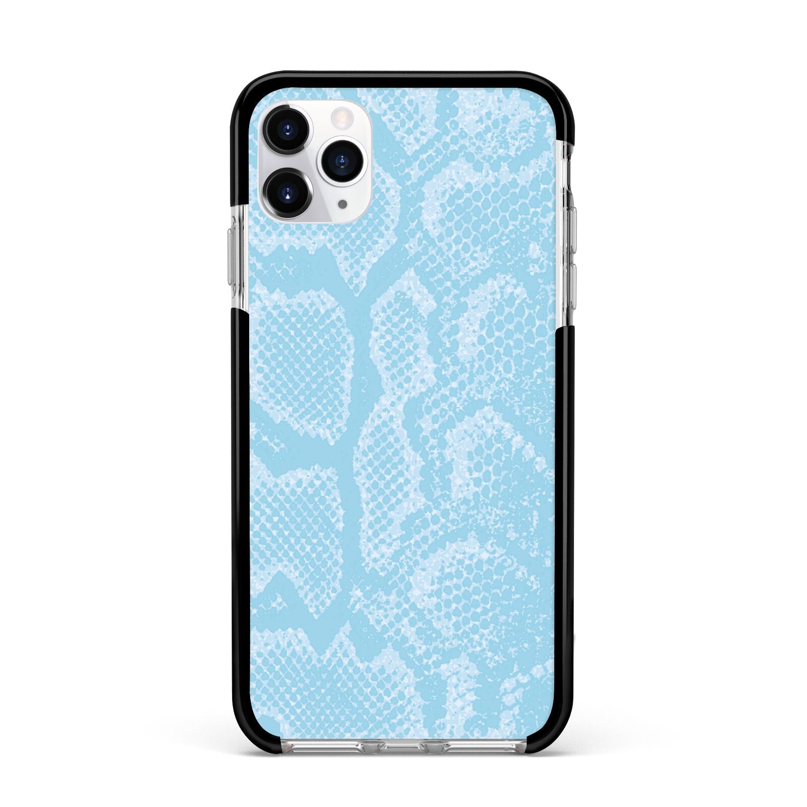 Blue Snakeskin Apple iPhone 11 Pro Max in Silver with Black Impact Case