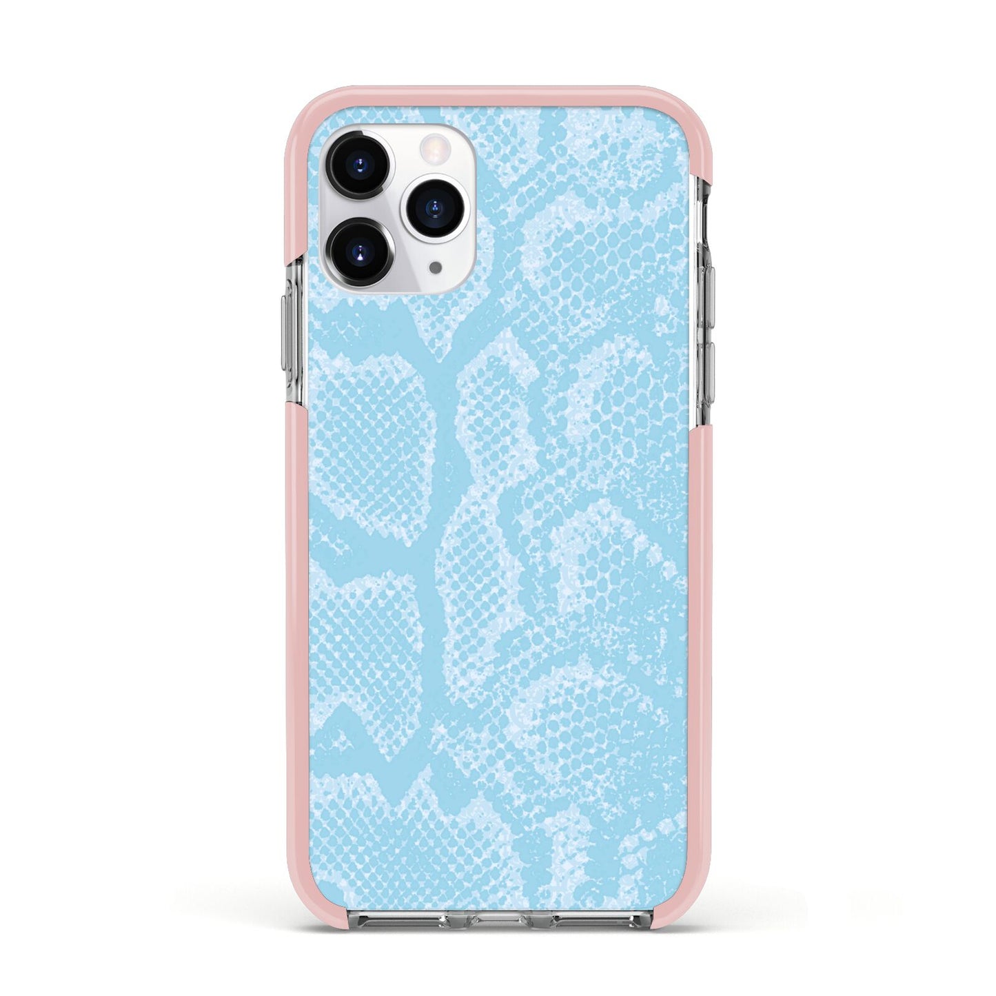 Blue Snakeskin Apple iPhone 11 Pro in Silver with Pink Impact Case