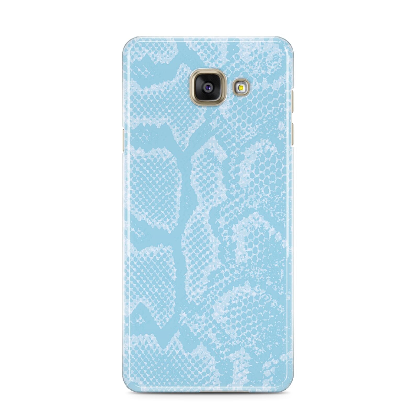 Blue Snakeskin Samsung Galaxy A3 2016 Case on gold phone