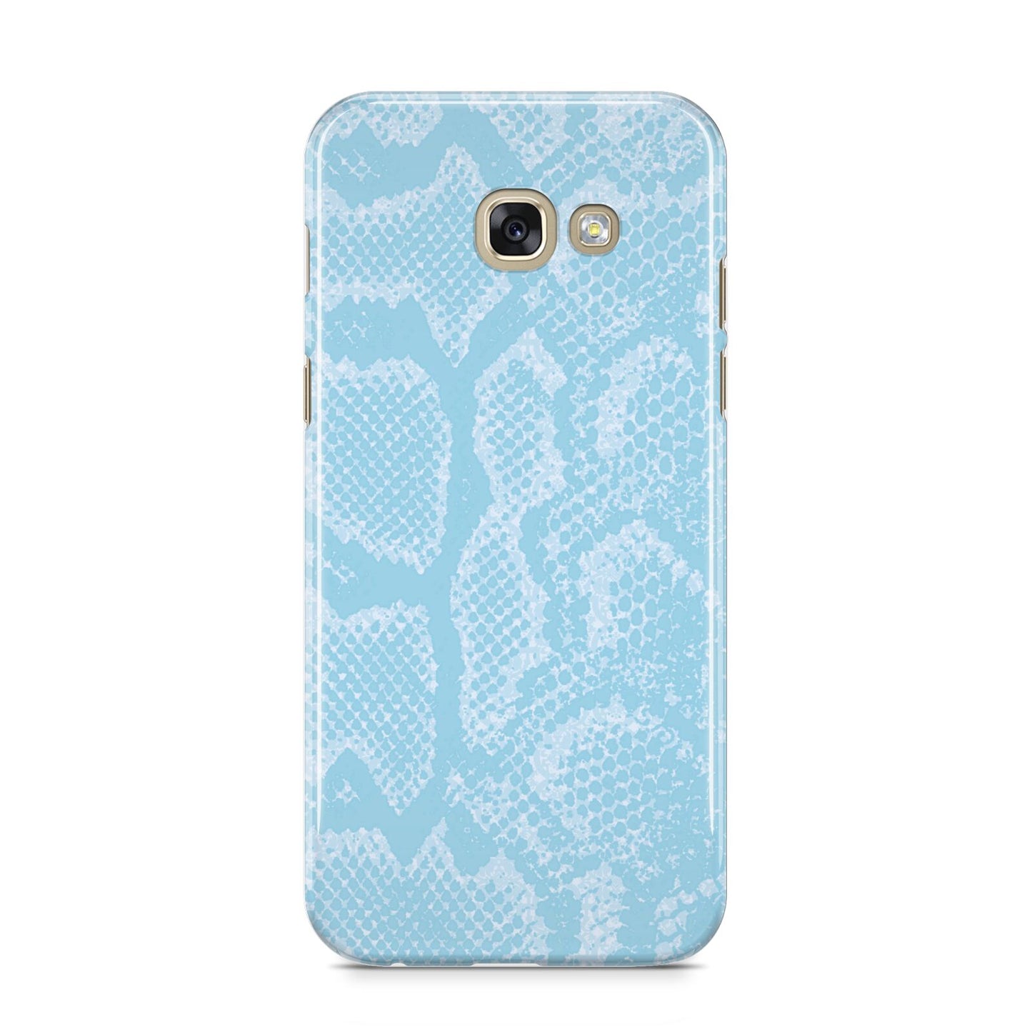 Blue Snakeskin Samsung Galaxy A5 2017 Case on gold phone