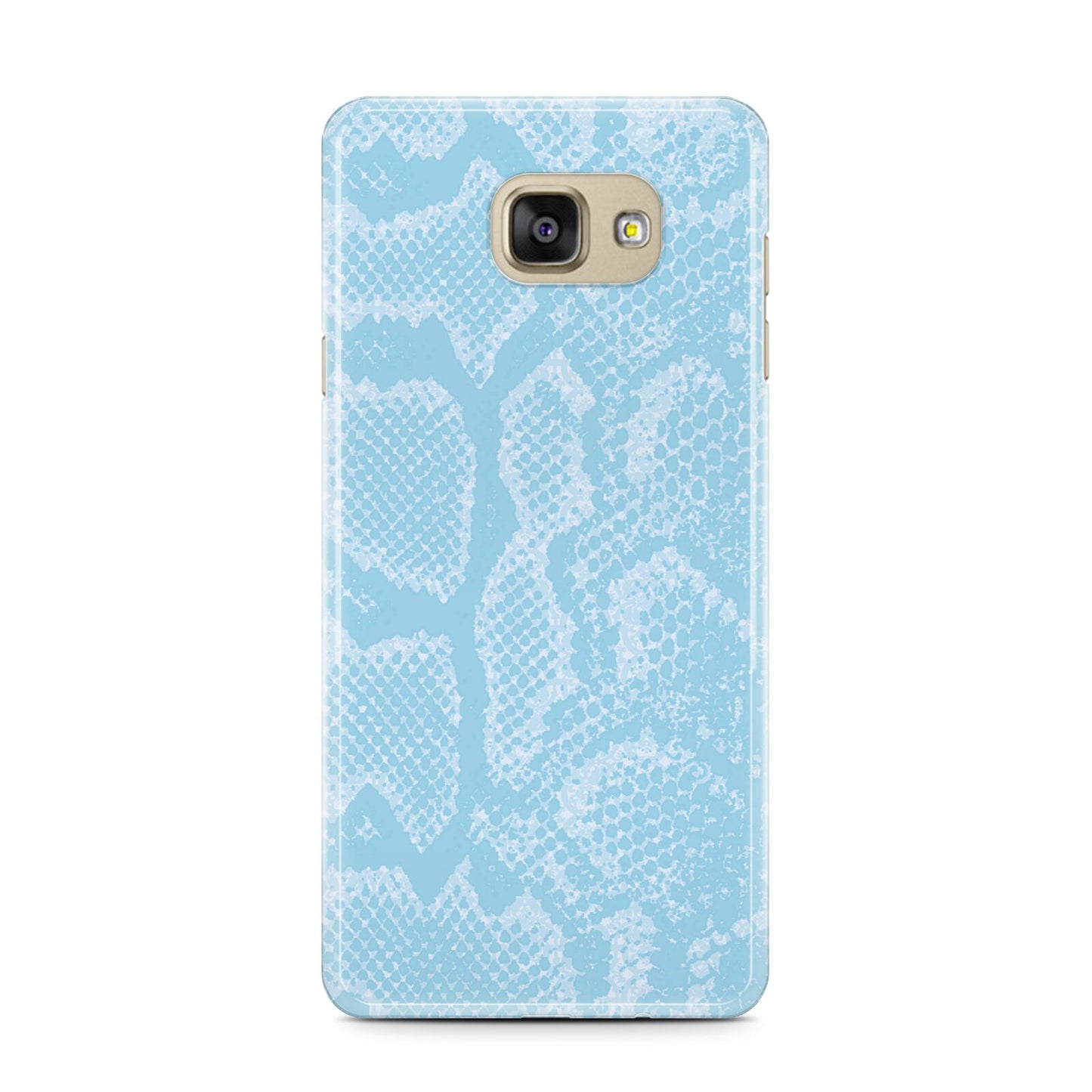 Blue Snakeskin Samsung Galaxy A7 2016 Case on gold phone