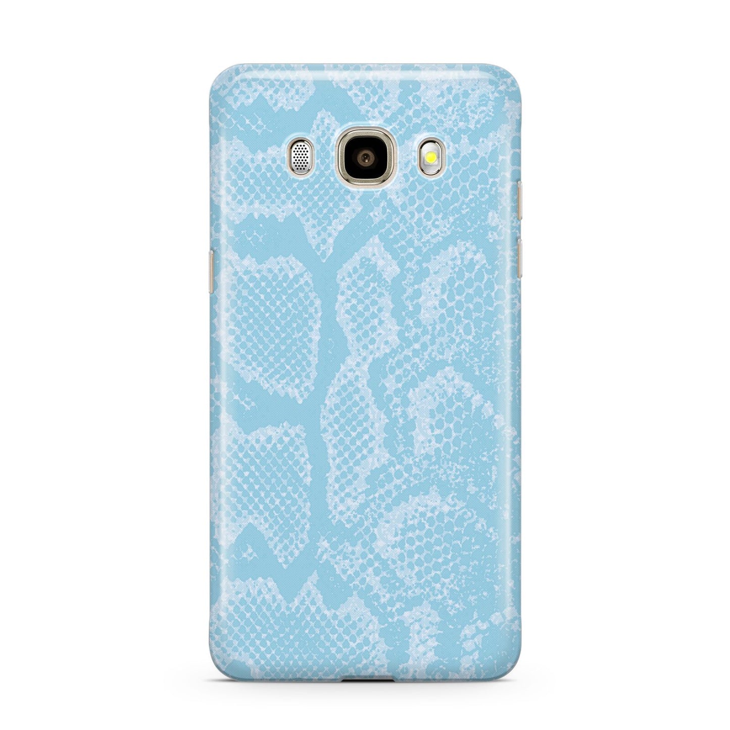 Blue Snakeskin Samsung Galaxy J7 2016 Case on gold phone