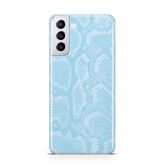 Blue Snakeskin Samsung S21 Plus Phone Case