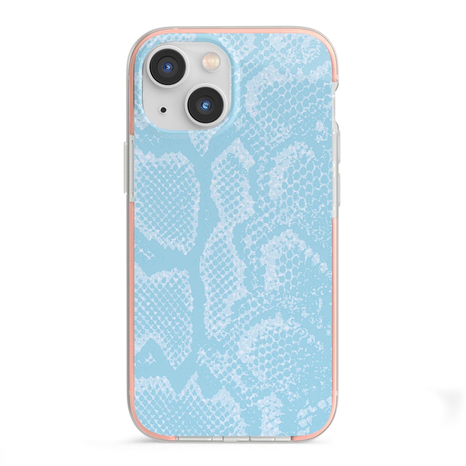 Blue Snakeskin iPhone 13 Mini TPU Impact Case with Pink Edges