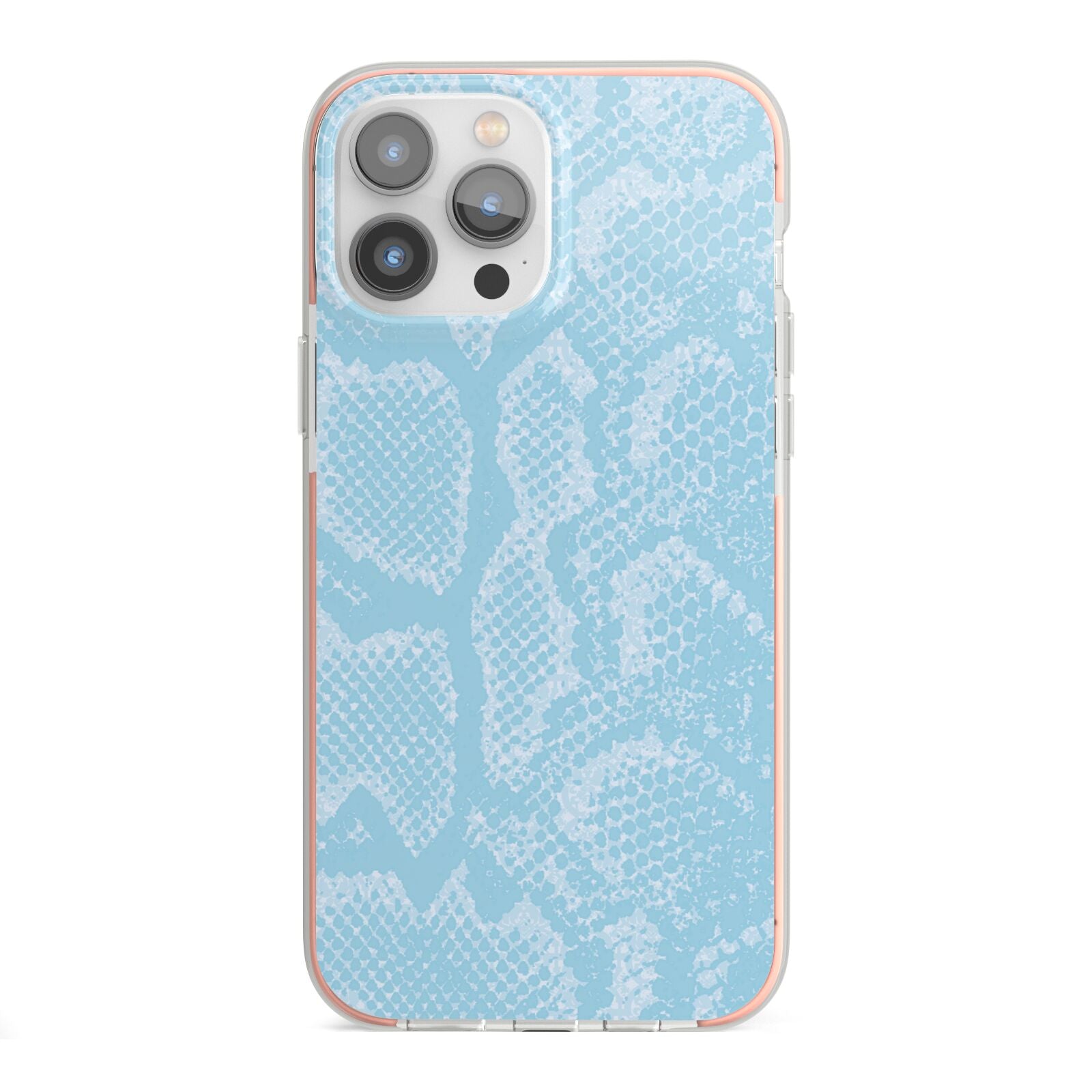 Blue Snakeskin iPhone 13 Pro Max TPU Impact Case with Pink Edges