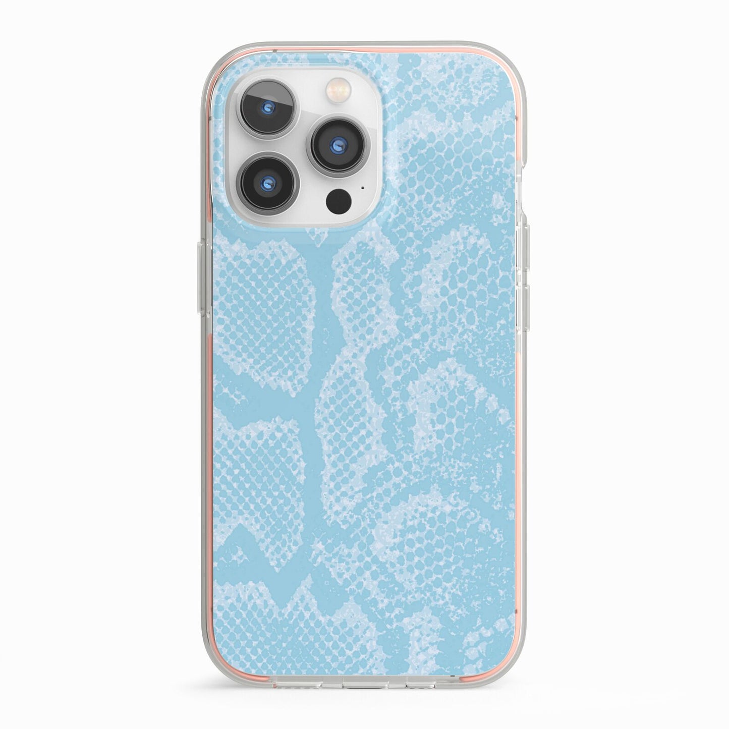 Blue Snakeskin iPhone 13 Pro TPU Impact Case with Pink Edges