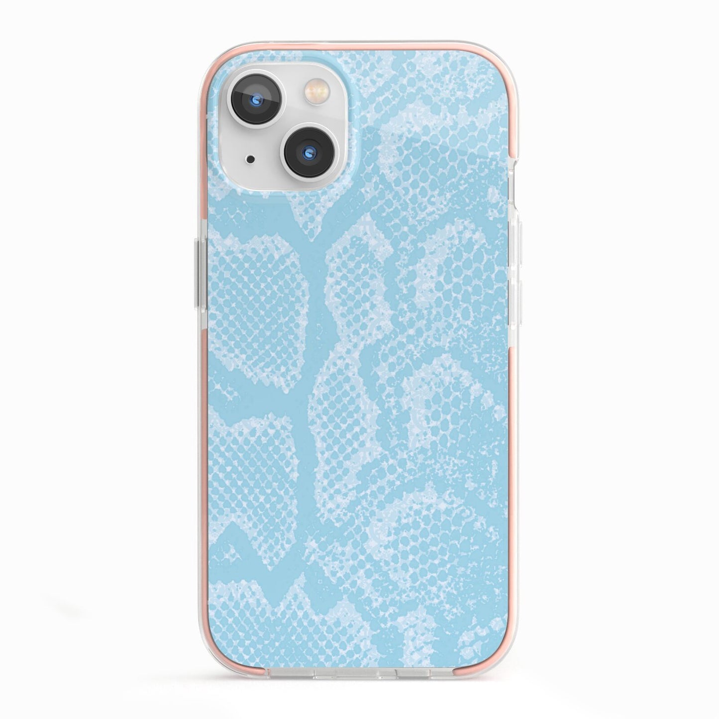 Blue Snakeskin iPhone 13 TPU Impact Case with Pink Edges