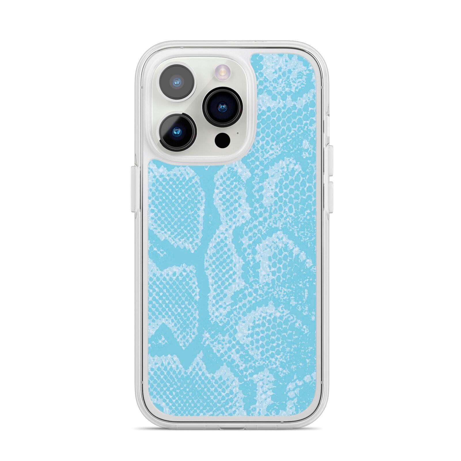 Blue Snakeskin iPhone 14 Pro Clear Tough Case Silver