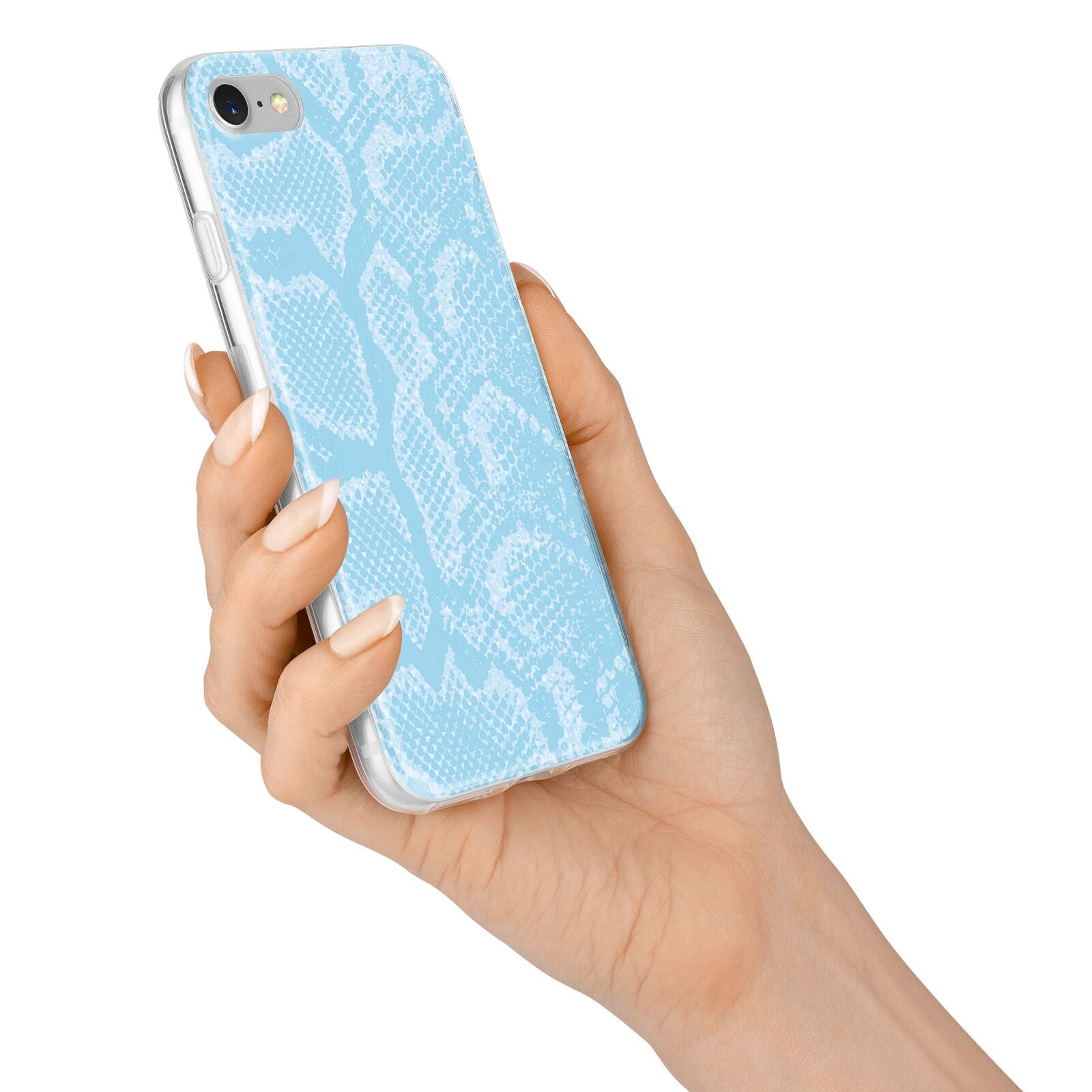 Blue Snakeskin iPhone 7 Bumper Case on Silver iPhone Alternative Image