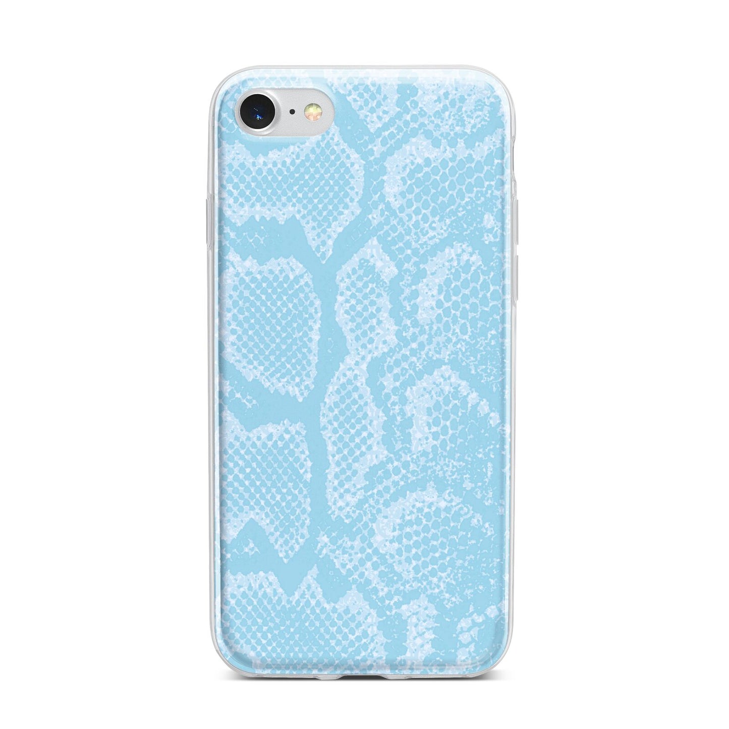 Blue Snakeskin iPhone 7 Bumper Case on Silver iPhone