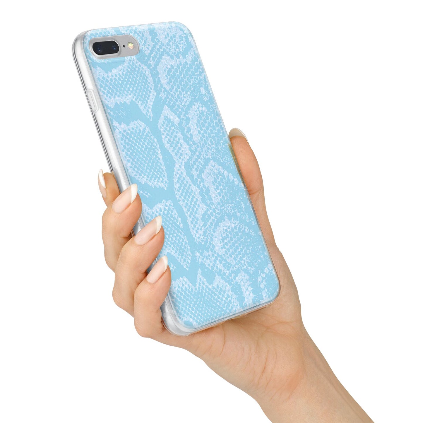 Blue Snakeskin iPhone 7 Plus Bumper Case on Silver iPhone Alternative Image