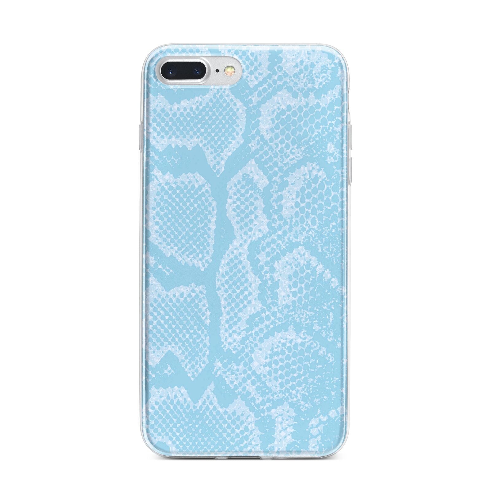 Blue Snakeskin iPhone 7 Plus Bumper Case on Silver iPhone