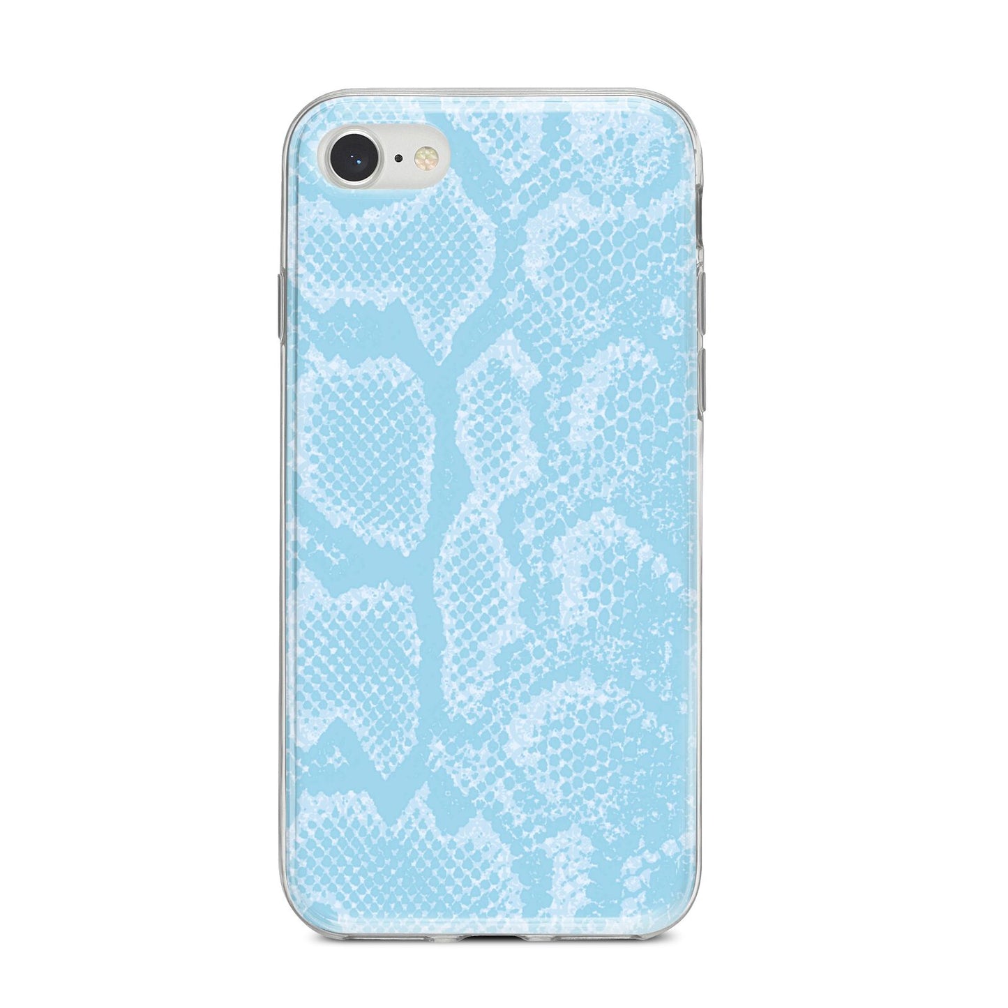 Blue Snakeskin iPhone 8 Bumper Case on Silver iPhone