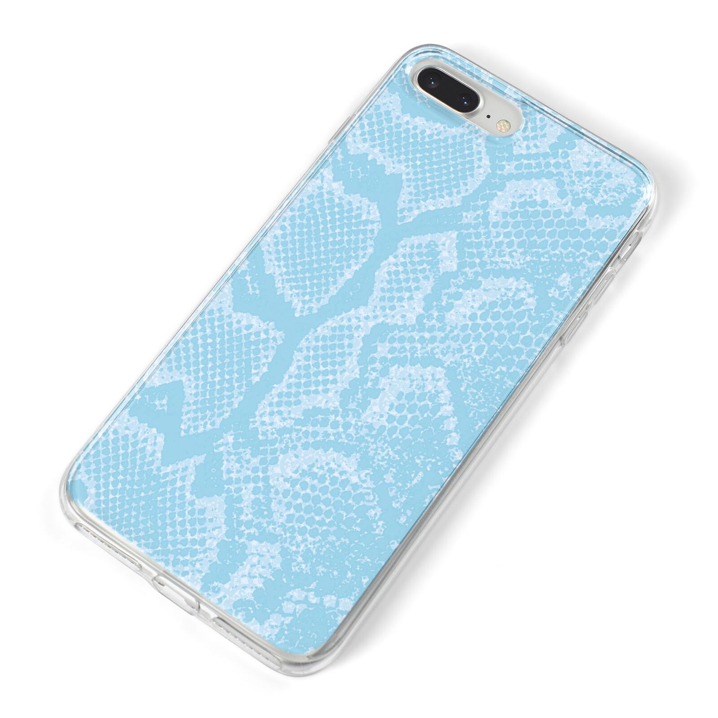 Blue Snakeskin iPhone 8 Plus Bumper Case on Silver iPhone Alternative Image