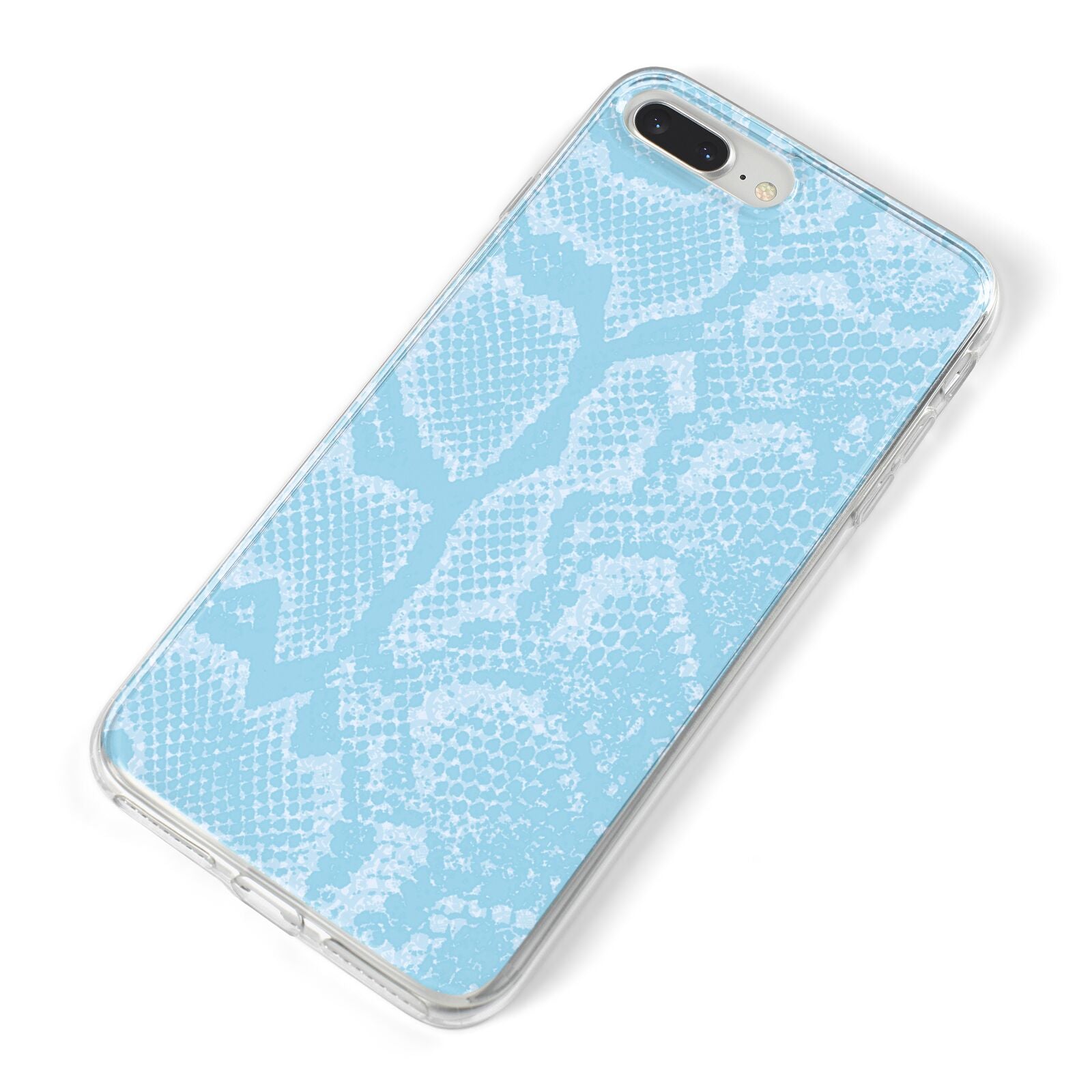 Blue Snakeskin iPhone 8 Plus Bumper Case on Silver iPhone Alternative Image