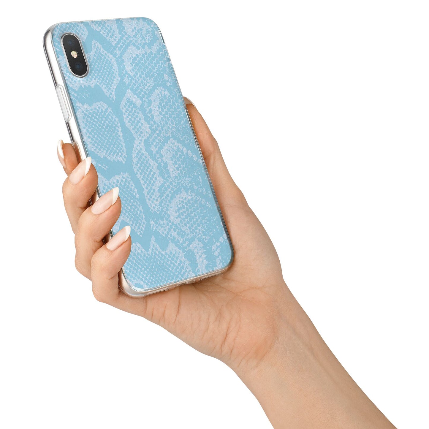 Blue Snakeskin iPhone X Bumper Case on Silver iPhone Alternative Image 2