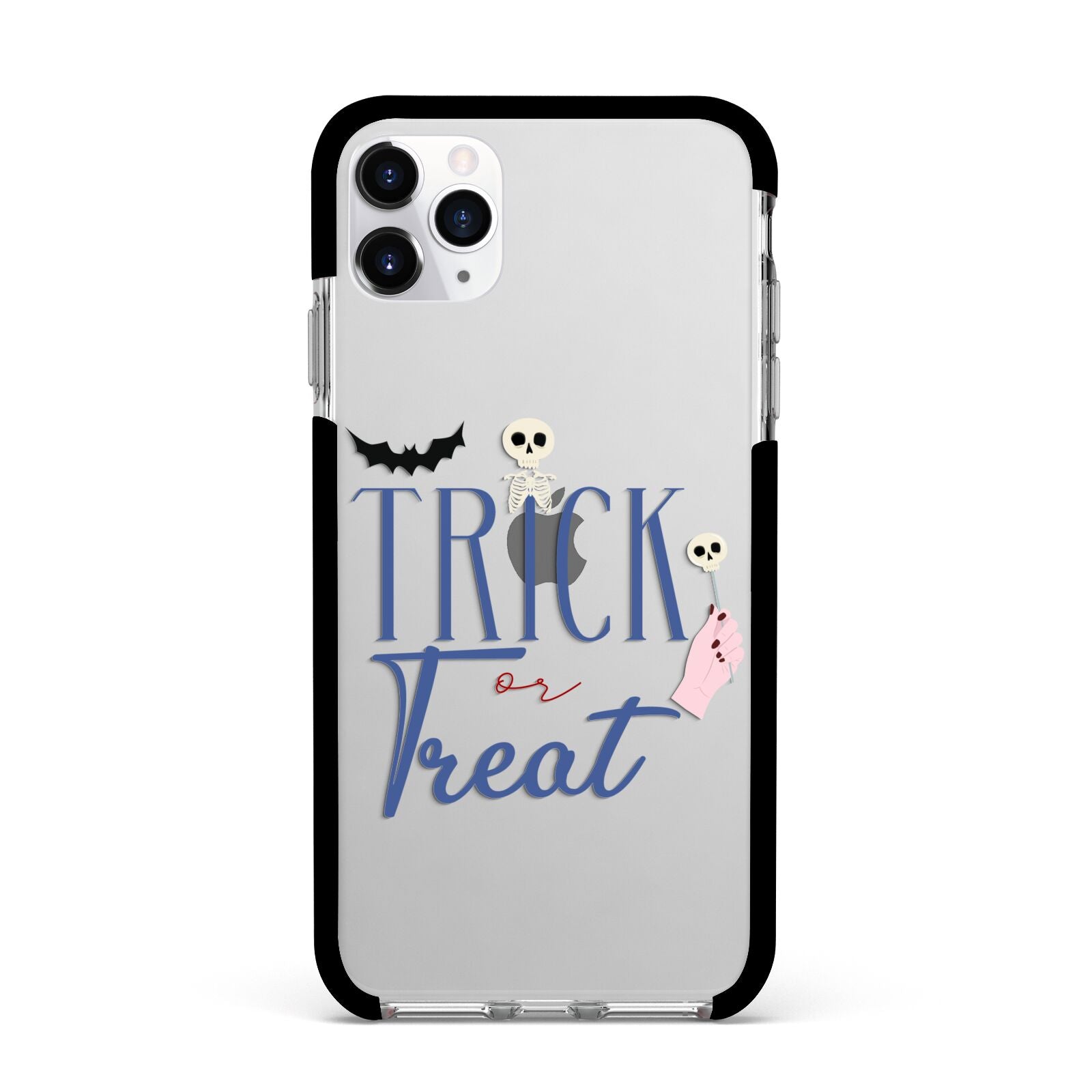 Blue Trick or Treat Apple iPhone 11 Pro Max in Silver with Black Impact Case