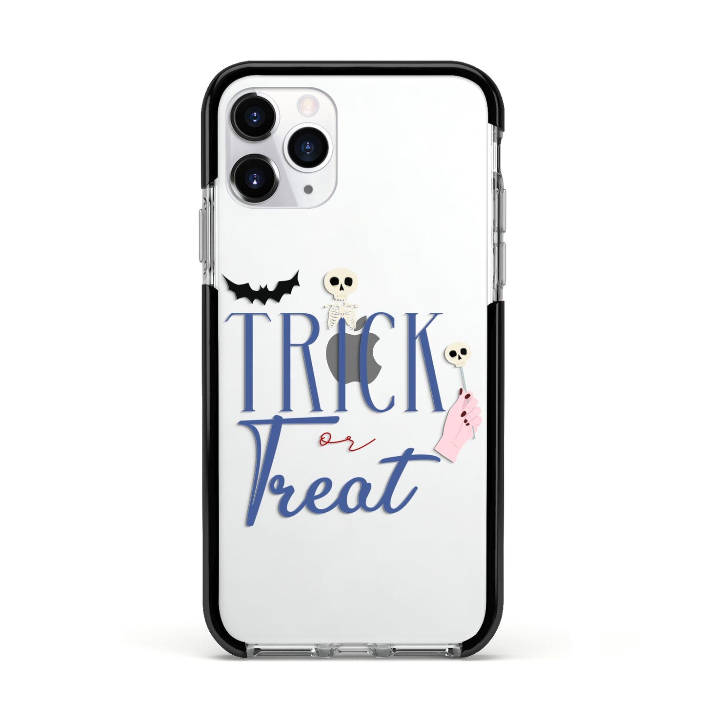 Blue Trick or Treat Apple iPhone 11 Pro in Silver with Black Impact Case