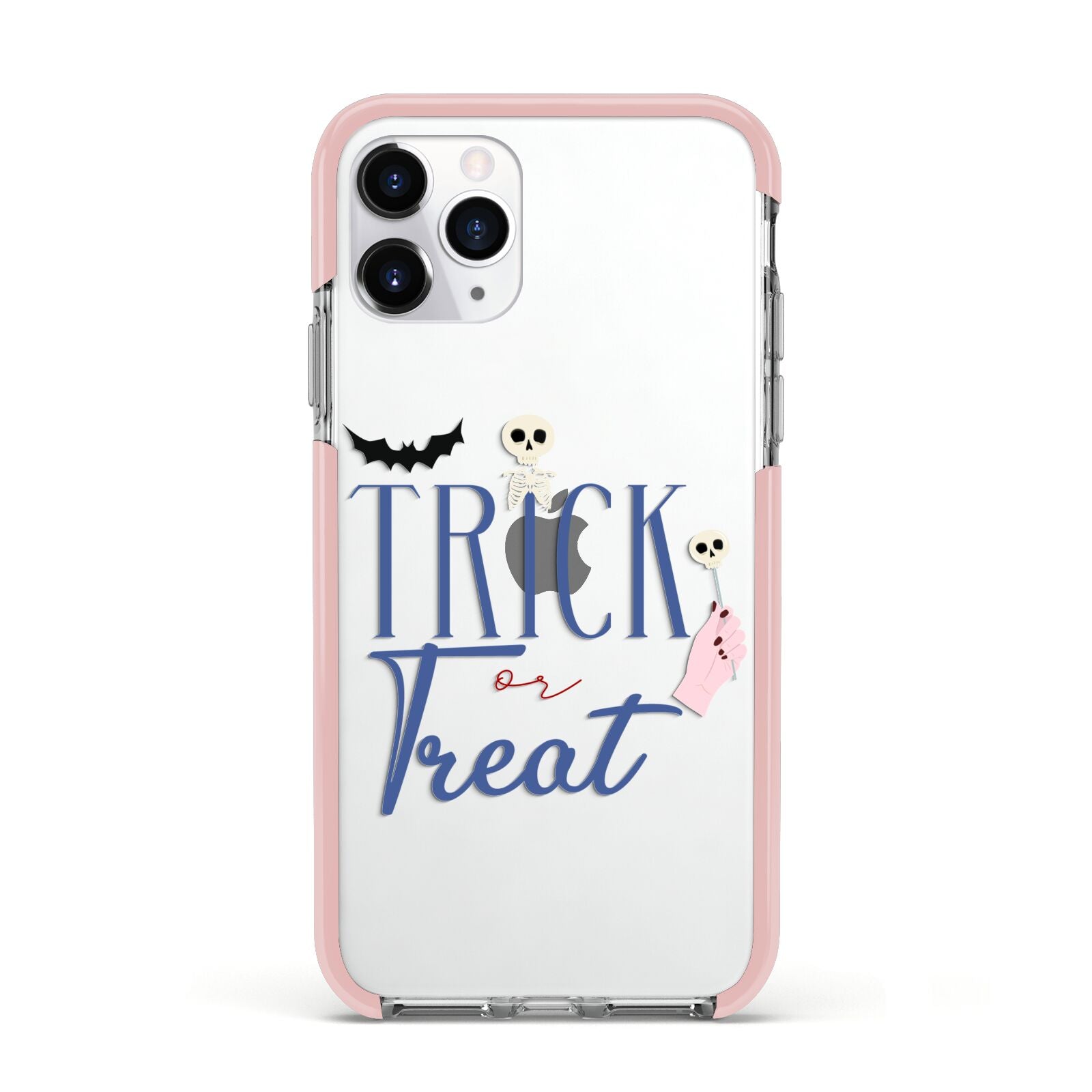 Blue Trick or Treat Apple iPhone 11 Pro in Silver with Pink Impact Case