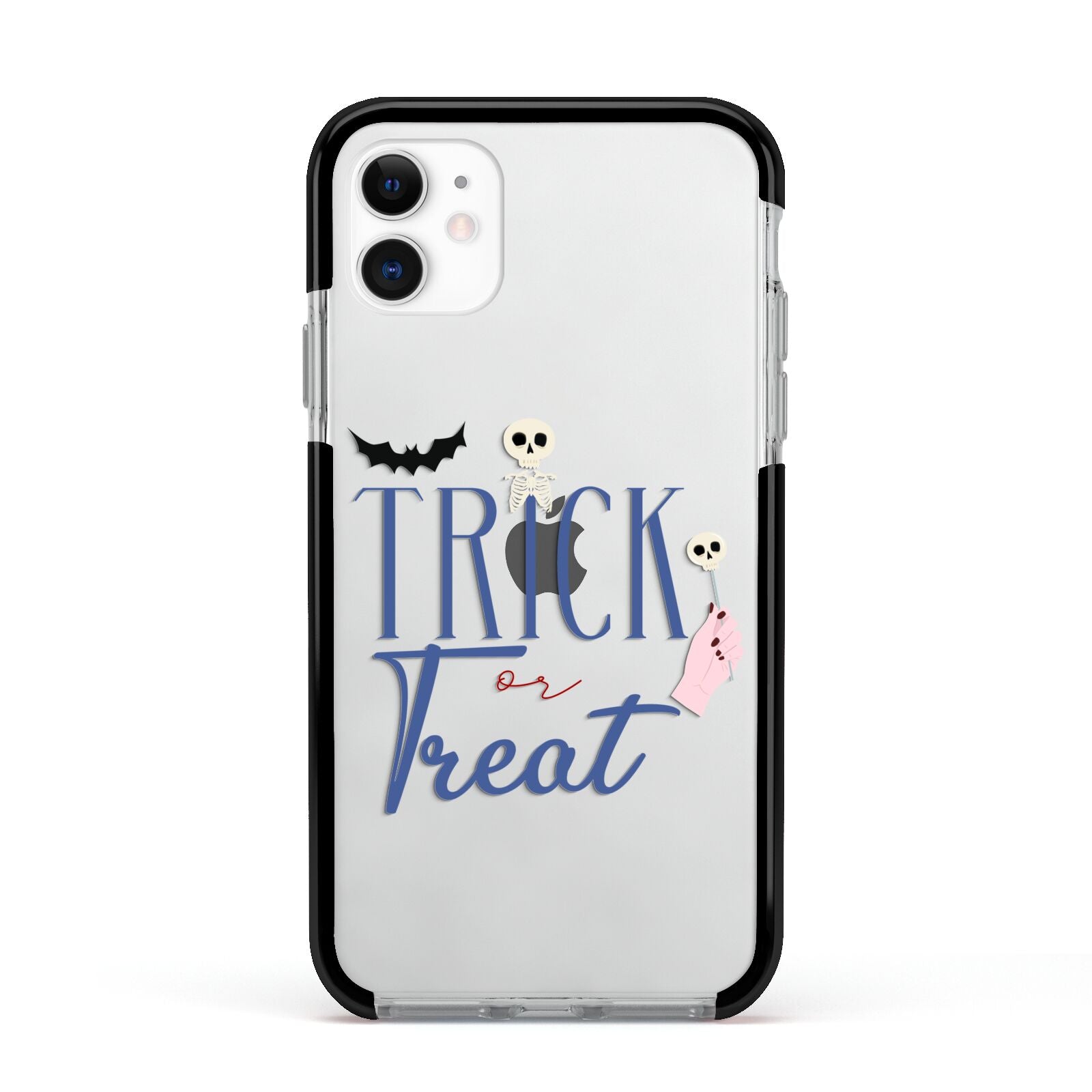 Blue Trick or Treat Apple iPhone 11 in White with Black Impact Case