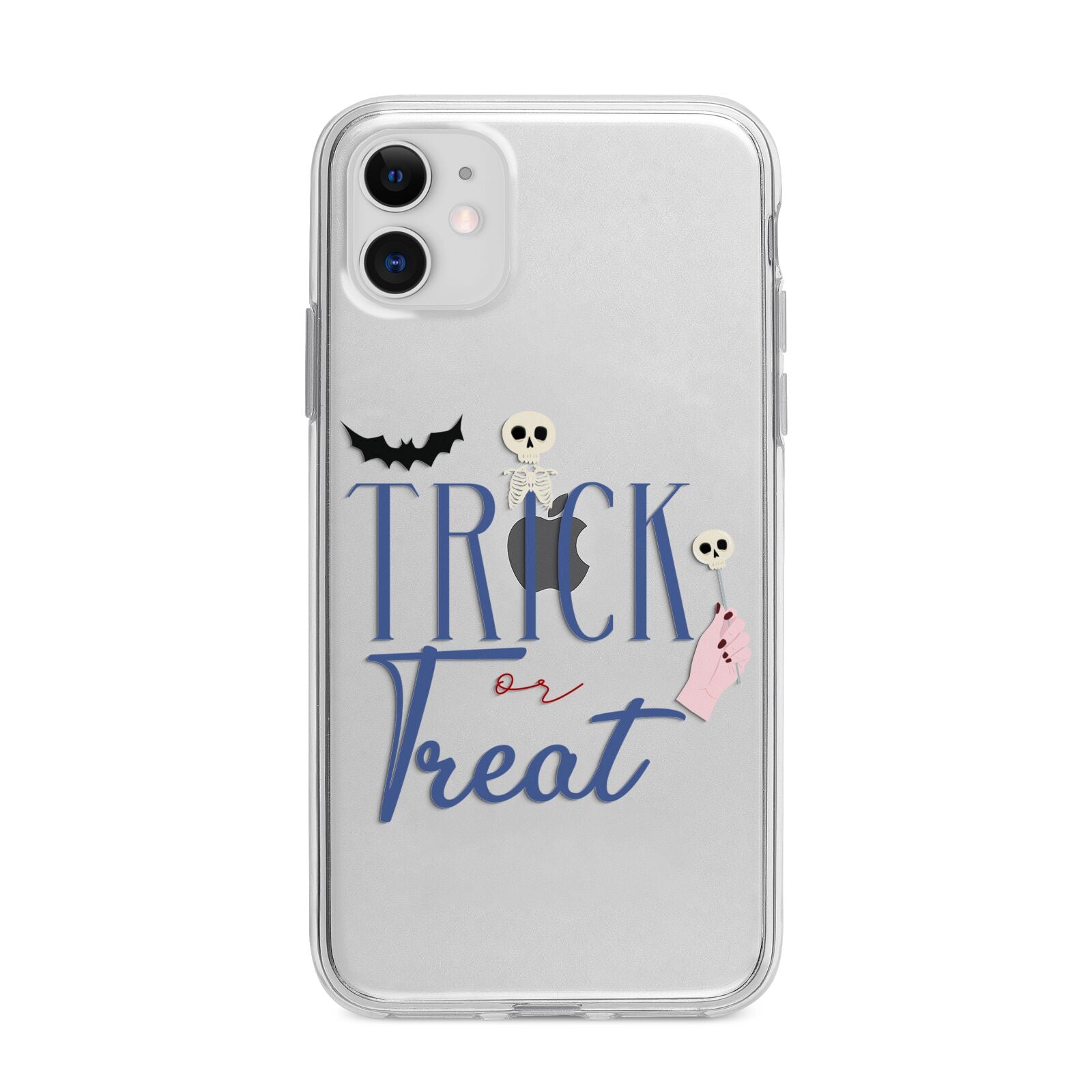 Blue Trick or Treat Apple iPhone 11 in White with Bumper Case