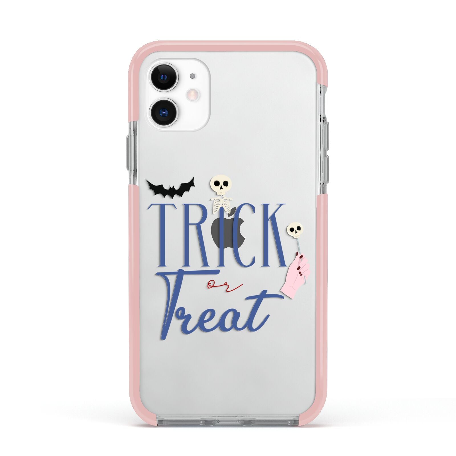 Blue Trick or Treat Apple iPhone 11 in White with Pink Impact Case