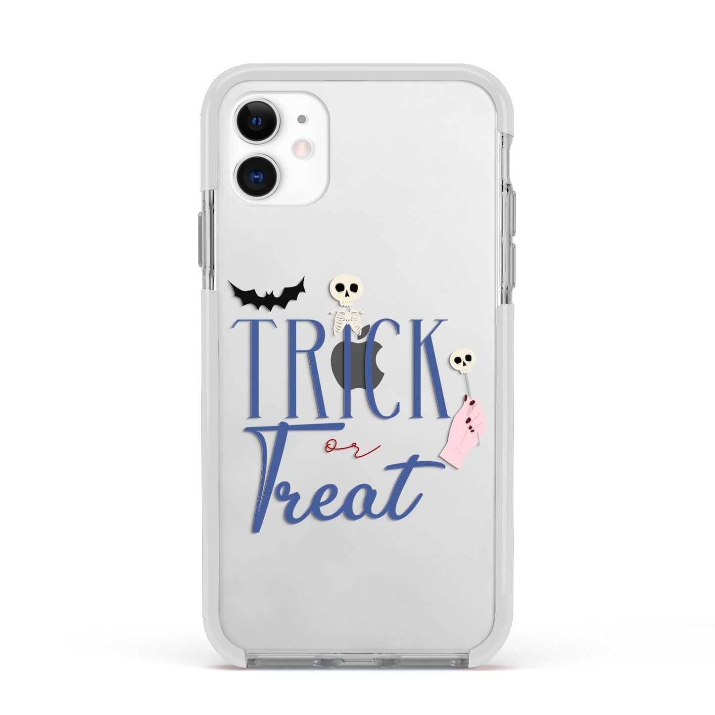 Blue Trick or Treat Apple iPhone 11 in White with White Impact Case