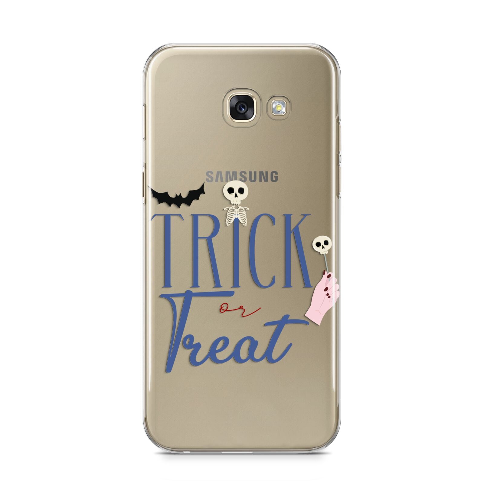 Blue Trick or Treat Samsung Galaxy A5 2017 Case on gold phone